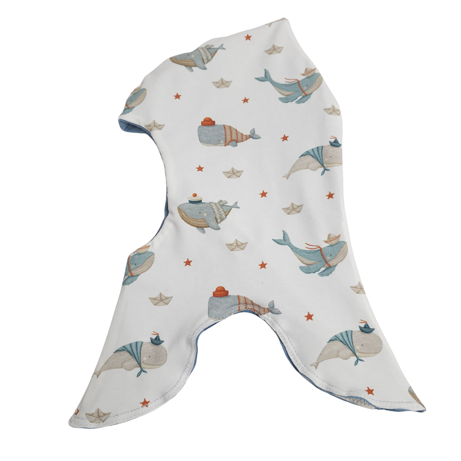 Schlupfmütze Küstenkind Wale Schiffchen (taubenblau)